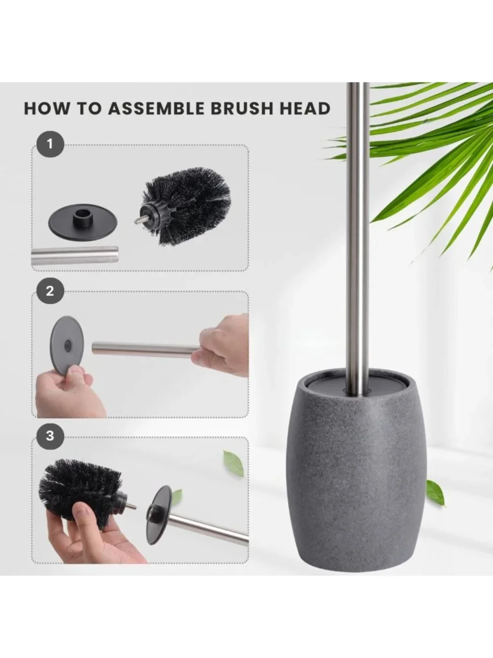 Stainless Steel Toilet Bowl Brush & Holder - 360° Deep Cleaning Scrubber Set